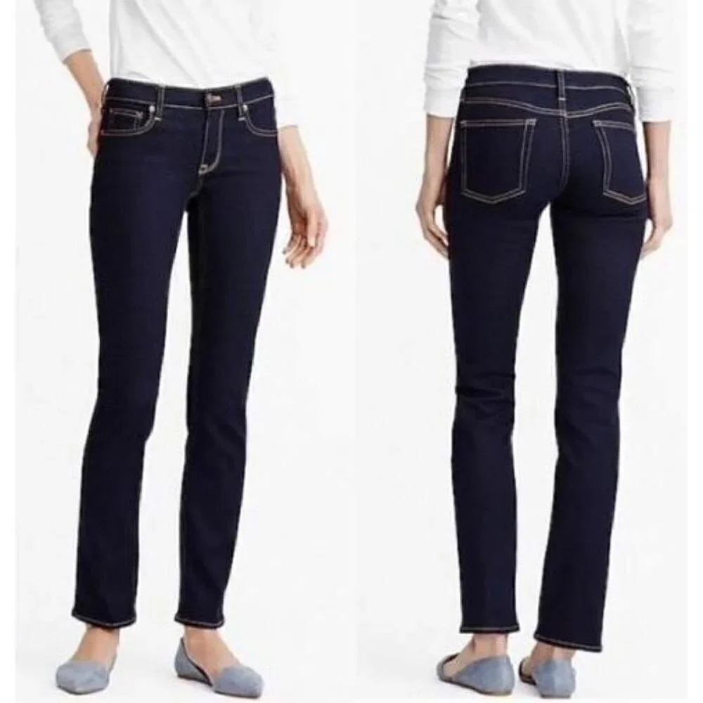 J.Crew Stretch Straight Leg Jeans Dark Wash Indigo Blue Women's‎ 26